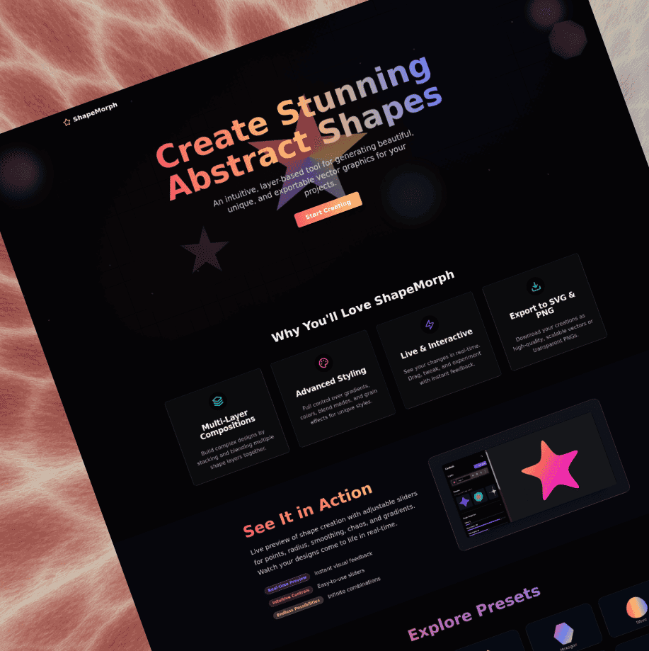 Shape Morph application interface